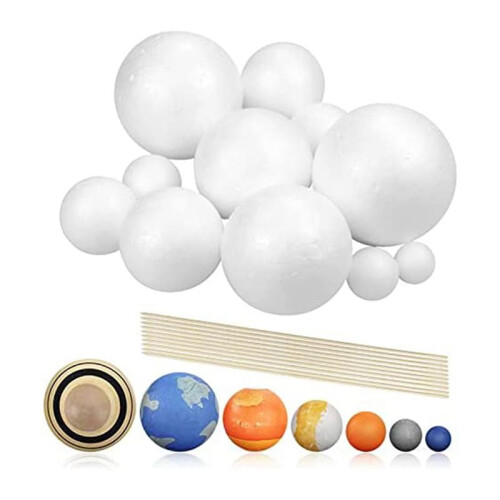 Solar System Project Kit, PlanetModel Crafts 42 Mixed Sized Polystyrene Spheres Balls for School Science Projects 2
