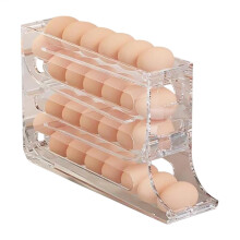 Egg Holder for Fridge with Automatic Rolling, 4 Layer Large Capacity Egg Organizer Rack