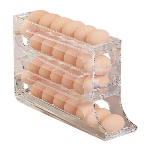Egg Holder for Fridge with Automatic Rolling, 4 Layer Large Capacity Egg Organizer Rack
