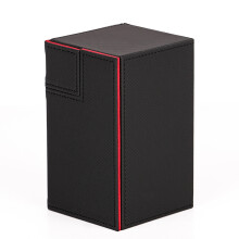 Ultra 100+Karten Stapel Box Leder Brett Spiele Karten Deck Etui für Spiele Magisch Alle Karten Keyforge,Schwarz Rot