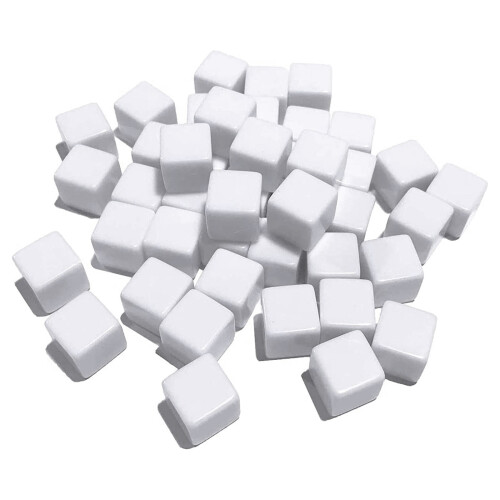 16MM White Acrylic Cubes Blank Dice for Board Games,Math Counting Teaching,Alphabet Numbers Custom Dice Making,48PCS