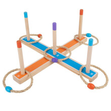 Ring Toss Toy Set Barn Utomhus Kastringspel 3-12 åR Barn Utomhusspel TräRing Kasta Speltejp