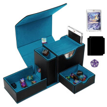 Kartenbox mit Sichtfenster, 4 in 1 mit Würfel und Isolationskarte, Transaktionskarten-Aufbewahrungsbox, Bietet Platz für Blau