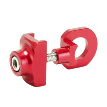 2 Pcs Bike Chain Tensioner Adjuster Aluminum Alloy Bicycle Fastener Bolt Single Speed Bicycle Bolt Screw Black & Red
