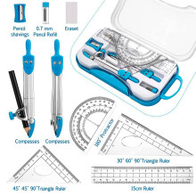 Geometry Set 20 Pcs Math Supplies Kit,Including Compass,Protractor,Ruler,Eraser,Pencil Ect,for Drawing and Measurement