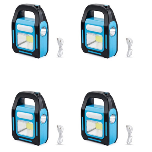 4X 3 in 1 Solar USB Rechargeable COB LED Camping Lantern, Charging for Device, Waterproof Emergency Flashlight LED Light