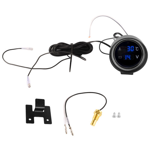 Easy Installation Digital Water Temperature Meter LED Voltmeter Multifunction Blue Light Display Stable Performance High Quality For Car Motorcycle