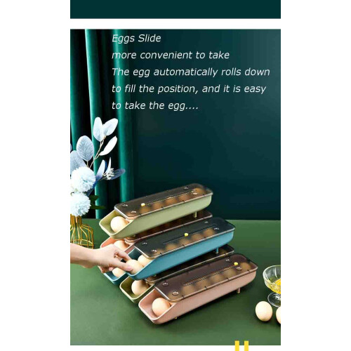 Egg Holder for Refrigerator, Clear Stackable Tray with Lid, Auto Roll Design, 3 Pack Holds 21 Eggs 1