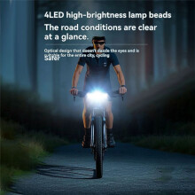 4 LED Bicycle Headlight Digital Display Bike Lamp Type-C Charging Front Light for Outdoor Night Cycling Safety