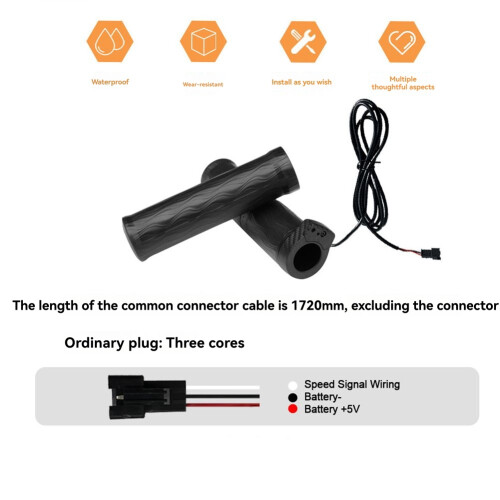FT410X E-Bicycle Throttle Handle 3 Pin Connector for Ebikes and Motorcycles E-Bike Accelerator Accessory SM Plug 2