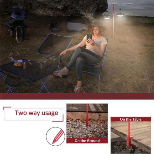 Foldable Camping Lantern 4 Section Double Hook Light Stand Outdoor Lamp Post for Camping,Fishing 2