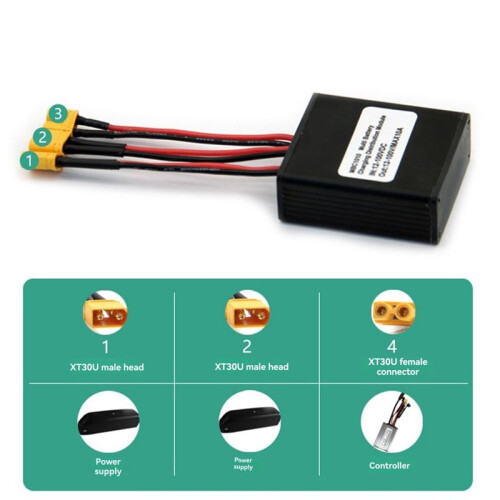 Electric Bicycle Dual Battery Parallel Module 10A 10V-100V Balanced Discharge Module XT30U Connector Balanced Discharge 1