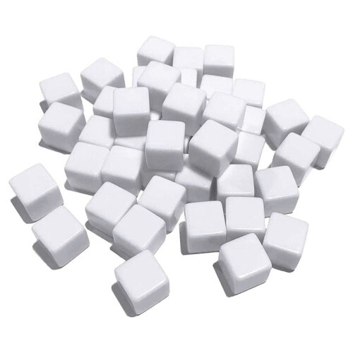 16MM White Acrylic Cubes Blank Dice for Board Games,Math Counting Teaching,Alphabet Numbers Custom Dice Making,96PCS 2
