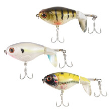 3PCS Bass Whoper Lures, Plopping Minnow with Floating Rotating Tail, Bass Fishing with Barb Treble Hooks