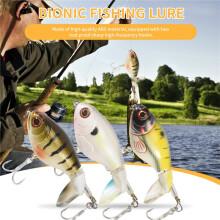 3 PZ Bass Whoper Esche, Plopping Minnow con Coda Rotante Galleggiante, Bass Fishing con Barb Treble Hook