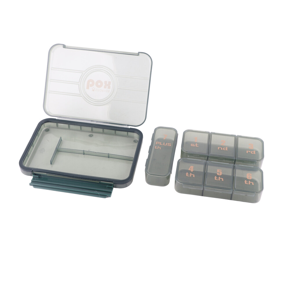 Green Portable Plastic Medicine Organizer, 7 Compartments,