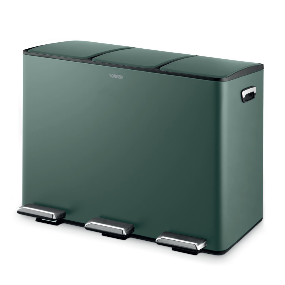 Tower 45L Recycling Pedal Bin in Bottle Green - Image 3