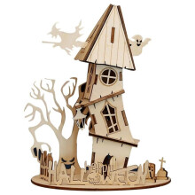 3D-Holzpuzzle "Halloween-Spukhaus", Kreatives Holzpuzzle "Spukhaus", Zusammenbaumodell für Erwachsene und Kinder