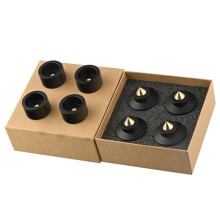 Speaker Spike Stand Foot Pads 4Pcs Set Aluminum Alloy & Copper Adjustable Shock-Absorbing Feet Pegs Black
