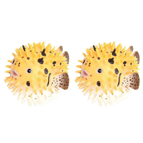 2X Pufferfish Figurine Realistic Plastic Wild Pufferfish Figurine Set for Collection Science Educational Prop