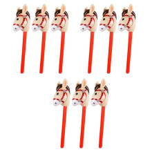 9 PCS Inflatable Horse Heads Cowgirl Stick PVC Balloon Outdoor Educational Toys for Children Babies Birthday Gifts