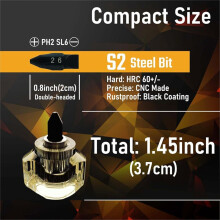10in1 Short Stubby Screwdriver for Tight Spots, Cellulose Acetate Fiber Made Handle, Double-Headed S2 Steel Bits
