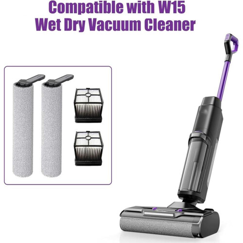 4Pcs Replacement Part Kit for REDKEY W15 Wet Dry Vacuum Cleaner, 2 Roller Brush 2 Filter 1
