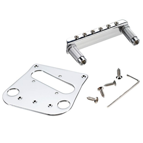 Conjunto de Placa de Ponte TL e Ponte de 6 Selas para Bigsby B5 e B50 Cromado 2