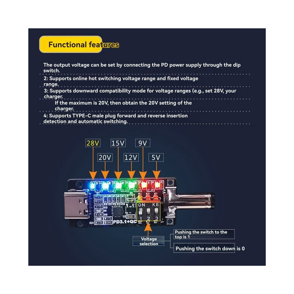 Pd3.1 Fast Charging Protocol Trigger Type C Female Socket 20V28v5a Automatic Deception Power Aging Board 4852693553556