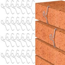 24 Pack Brick Hook Wall Clips Fits 2-1/4 to 2-2/5 Inch High Bricks Mounting for Outdoor Hanging Wire,Wreath