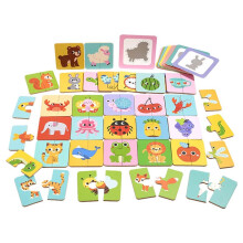 Montessori Shape Matching Board Game Wooden Find Shadow Matched Images Animal Fruit Blocks Puzzles Toys for Children
