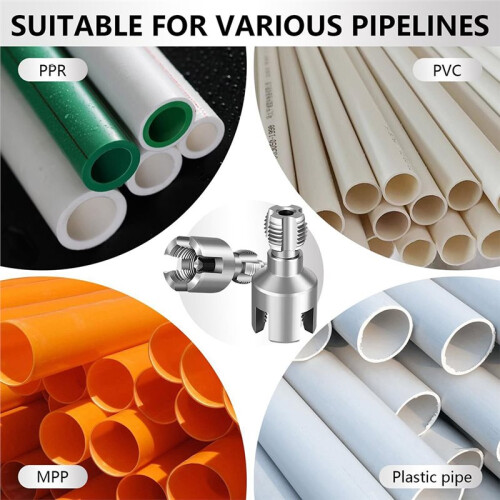 2PCS PVC Pipe Threading Tool Integrated Internal & External Pipe Threading Tool for 1/2'', 3/4'' Dies for Electric Drill 1