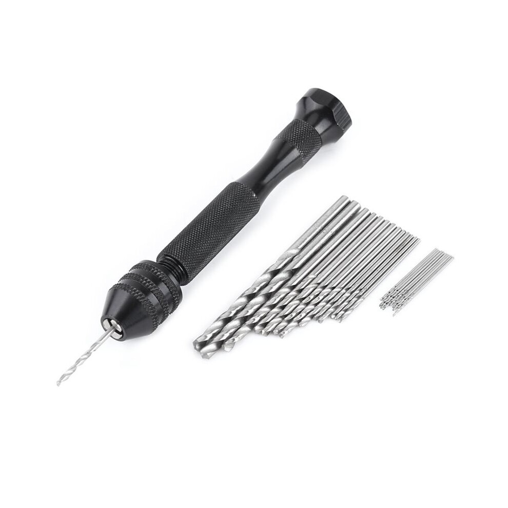 Hand Drill With 0.3-3.6Mm Chuck & 25 Hss Bits For Wood, Plastic, Rubber, And Crafts 6131080565524