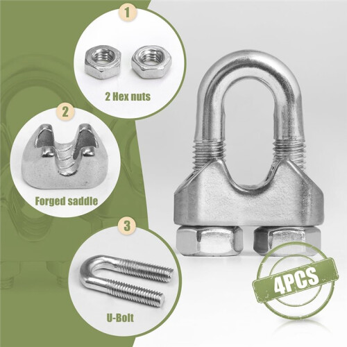 4 Serre-Câbles en Acier Inoxydable 2