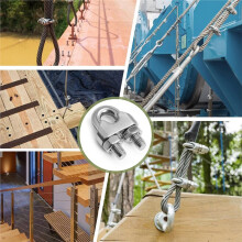 4pcs Wire Rope Clamp, Cable Clamps Stainless Steel Wire Rope Clips