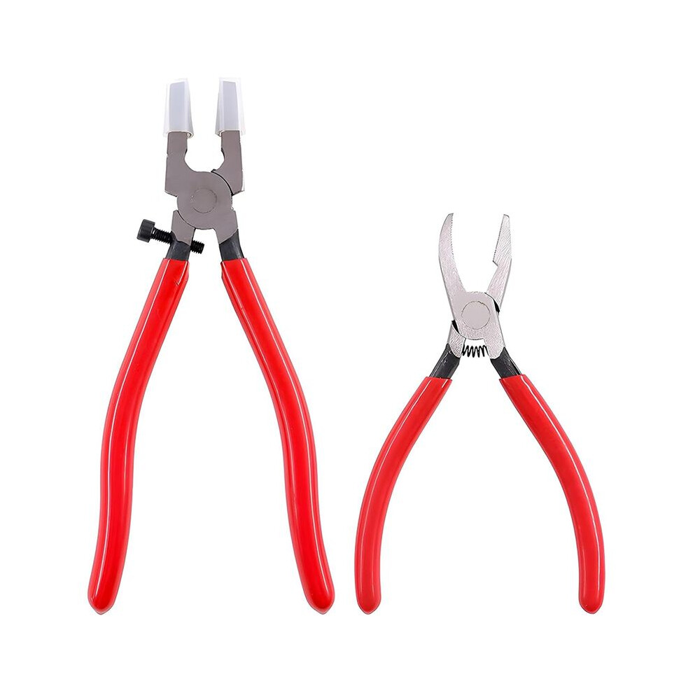 2 Pcs Glass Cutting Tool Kit Glass Running Pliers With Rubber Tips Curved Jaws, Breaking Pliers Glass Cutter Tool 6031726514643