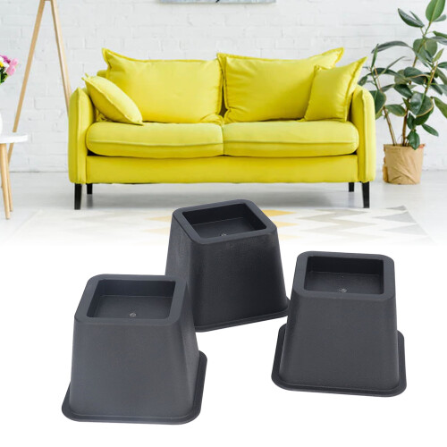 Conjunto de 6 elevadores de móveis de plástico preto de 7,6 cm (3 polegadas) 1