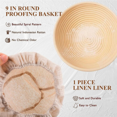 Complete Sourdough  Kit with Banneton Bread Proofing Basket and Glass Jar for Bread Making 2