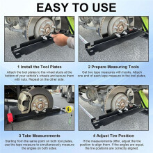 Universal Car Wheel Alignment Plate Tool Car Toe Board Wheel Alignment Tool with 2 Tape Measures for Car SUV Black