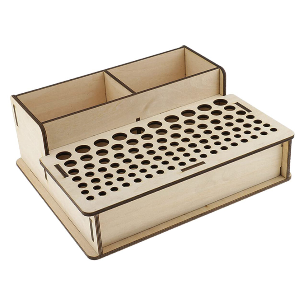 Leather Tool Holder Rack With 103 Holes, Large Capacity Wooden Workbench Organizer For Leathercraft 9053599518365