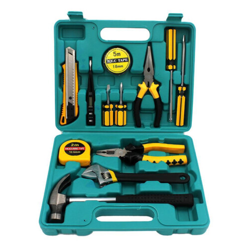8016-1 16pcs Utility Toolbox Set, 5m Tape, Hammer
