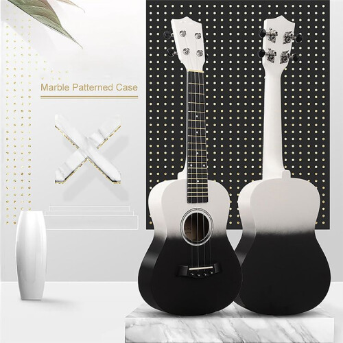 Violão de Madeira de Dois Tons de 23 Polegadas,  Violão Ukulele de Quatro Cordas para Iniciantes, Violão de Madeira com Gradiente de Duas 2