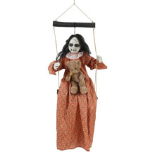Eng Halloween-Decoraties voor Buiten, Halloween-Hangpopmeisje met Geluid, Oplichtende Ogen en Griezelige Geluidsuitdrukking