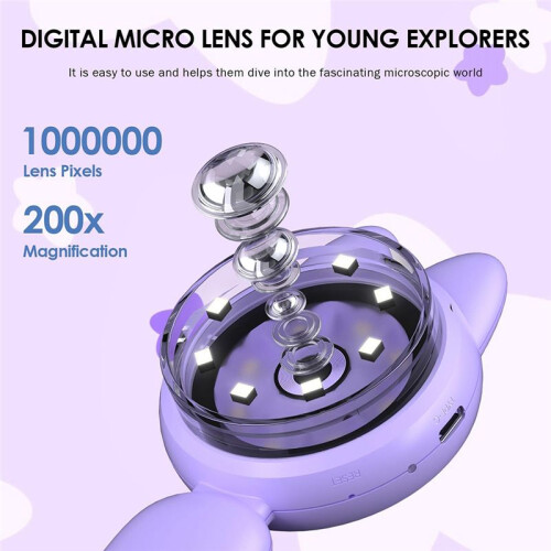 Microscope for Kids 2 Inches LCD Screen with 8 Led Lights Portable Kid  Microscope Handheld Microscope 2