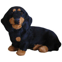 Sitzender Dackelhund, Plüschspielzeug, Lebensechte Simulation, Schwarzes Plüschspielzeug, Kindergeschenke, Heim- und Autodekor, Ornamente B