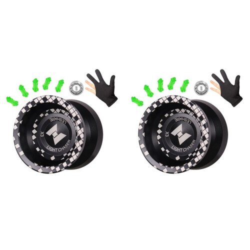 2X Unresponsive LIGHT CHASER X3 Competitive Yo-Yo,Alloy Yoyo for Beginners,and Practise Tricks with Glove and Strings