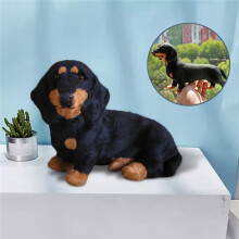 Zittende Teckel Hond Pluchen Speelgoed Levensechte Simulatie Zwarte Pluchen Speelgoed Kinderen Cadeaus Huis Auto Decoratie Ornamenten B