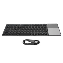 Rechargeable Portable Keyboard Foldable Bluetooth Keyboard With Multi Devices Connection Universal System Compatible Sensitive Touchpad And Quiet Keys