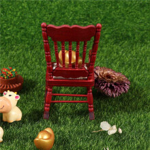 4 Pcs 1:12 Speelgoed Miniatuur Meubels Houten Schommelstoelen Speelgoed Accessoires voor Poppenhuis Decoratie, Rood