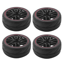 4Pcs 12mm Hub Wheel Rims & Rubber Tires For RC 1/10 -Road Touring Drift Car R